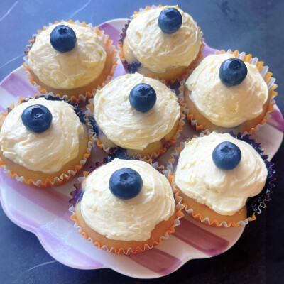 Blauwe bessen cupcakes